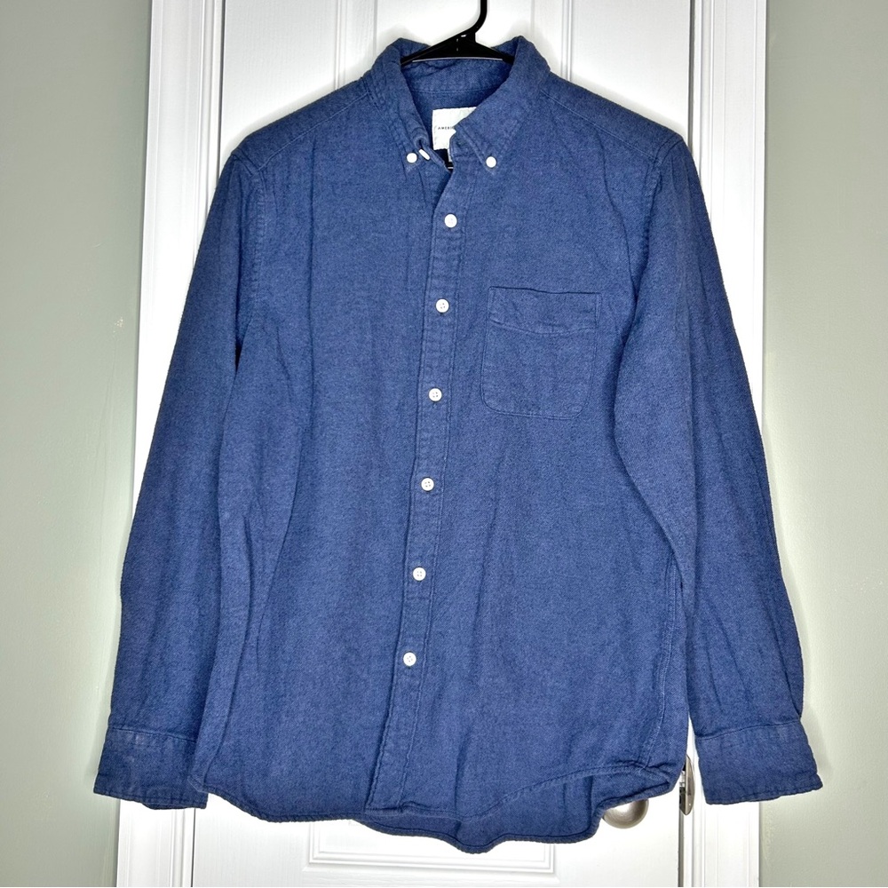 American Eagle Outfitters 100% Cotton  Blue Button Down Collared Shirt Medium